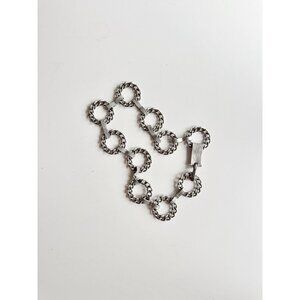 SUZI ROHER Silver Tone Metallic Leather Chain Link Belt, One Size